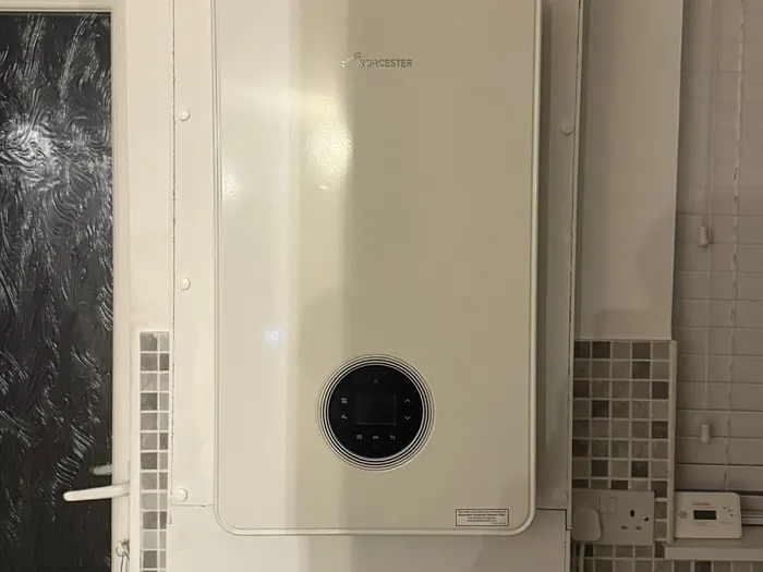 Worcester Greenstar boiler installed in a tiled utility room